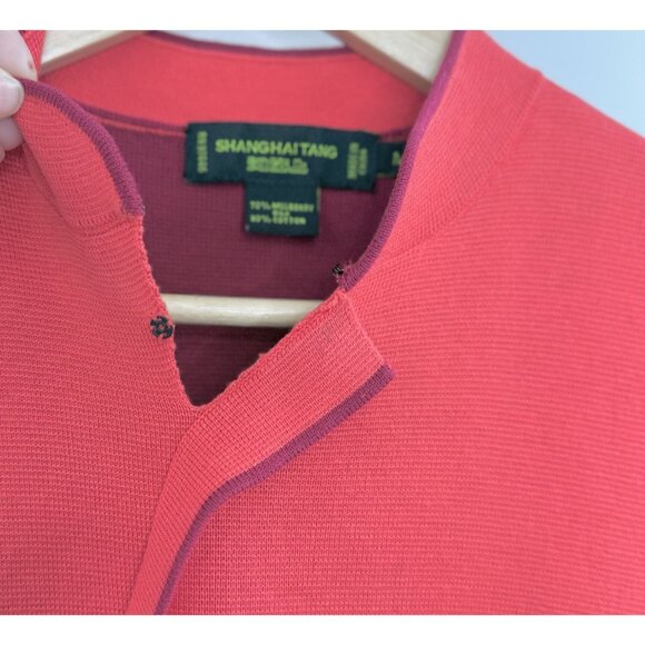 Shanghai Tang Mulberry Silk‎ & Cotton Mandarin Collar Knit Sweater Blouse Size M - Picture 9 of 14